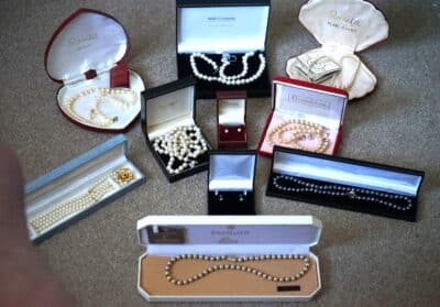 Vintage Rosita Triple Row Faux Pearl Necklace Boxed - Image 7