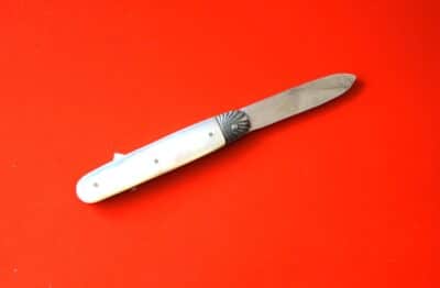 Antique 1896 Miniature Silver Mother of Pearl Fruit Knife –  No 2 Silver Fruit Knife Antique Knives 6