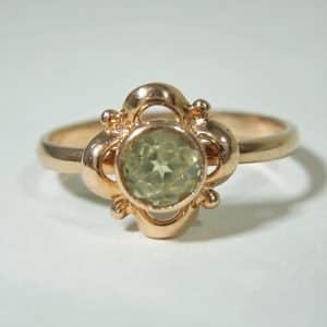 14ct Rose Gold Yellow Diamond Ring Russian Gold Antique Jewellery