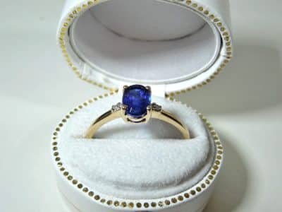 9ct Gold Blue Sapphire Diamond Ring Blue Sapphire and Diamond ring Antique Jewellery 5