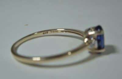 9ct Gold Blue Sapphire Diamond Ring Blue Sapphire and Diamond ring Antique Jewellery 7