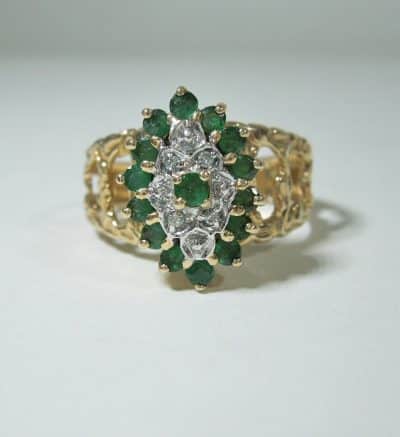 10ct Gold Emerald Diamond Ring emerald diamond ring Antique Jewellery 3