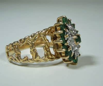 10ct Gold Emerald Diamond Ring emerald diamond ring Antique Jewellery 4