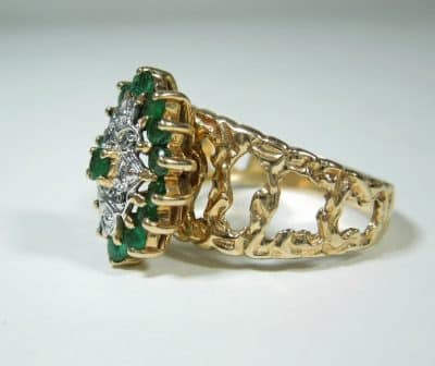 10ct Gold Emerald Diamond Ring emerald diamond ring Antique Jewellery 5