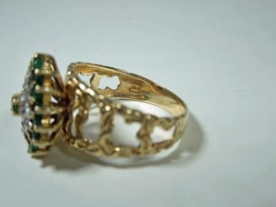 10ct Gold Emerald Diamond Ring emerald diamond ring Antique Jewellery 7