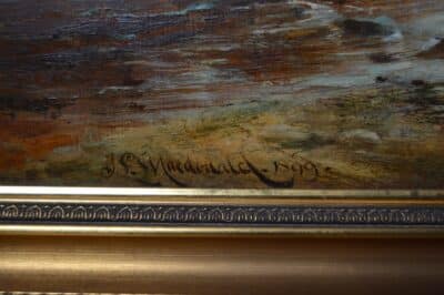 Victorian J.S Macdonald Oil Painting Salmon Fishing SAI3379 fishing Antique Art 4