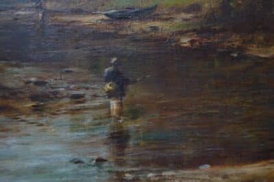 Victorian J.S Macdonald Oil Painting Salmon Fishing SAI3379 fishing Antique Art 5