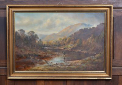 Victorian J.S Macdonald Oil Painting Salmon Fishing SAI3379 fishing Antique Art 13