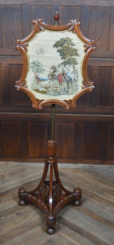 Victorian Rosewood Pole Screen SAI3342 fire screen Antique Furniture 4