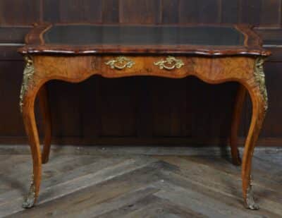 Victorian Walnut Writing Desk SAI3368 A Victorian burr walnut kneehole desk Antique Desks 3