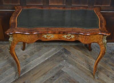 Victorian Walnut Writing Desk SAI3368 A Victorian burr walnut kneehole desk Antique Desks 6