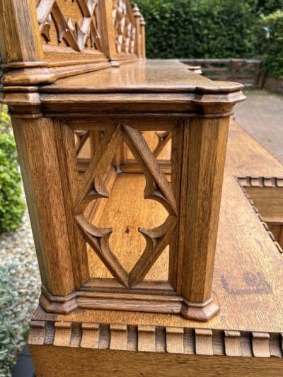 Gothic Revival Oak Sideboard Credenza church Antique Cabinets 7