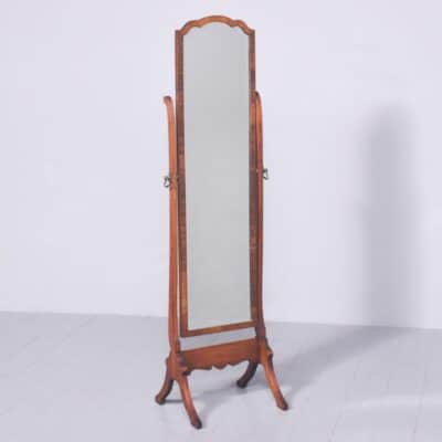 Neat Sized Mahogany Framed Bevel-Edged Cheval Mirror Cheval Mirror Antique Mirrors 3