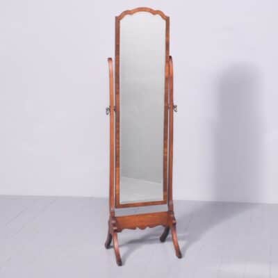 Neat Sized Mahogany Framed Bevel-Edged Cheval Mirror Cheval Mirror Antique Mirrors 9