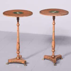 Rare Pair Of 19th Century Adam-Style Satinwood and Satin Birch Occasional or Wine Tables Antique tables UK Antique Furniture