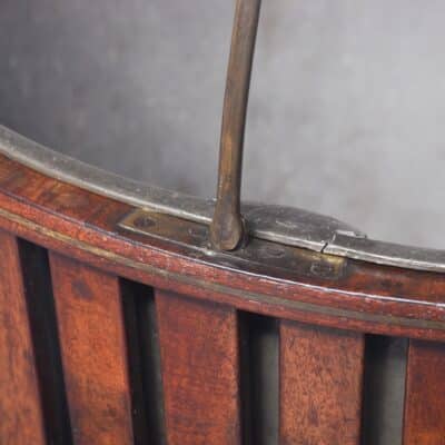 Unusual Mahogany Oyster or Peat Bucket with Metal Liner and Folding Brass Handle Bucket Miscellaneous 4