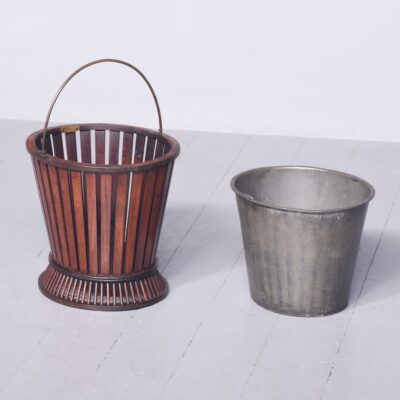 Unusual Mahogany Oyster or Peat Bucket with Metal Liner and Folding Brass Handle Bucket Miscellaneous 7