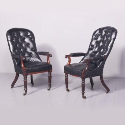 Pair of George IV Library Chairs Library Armchair Antique Chairs 3