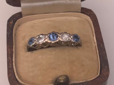 Sapphire & Diamonds 18CT Gold & Platinum Antique Jewellery 3