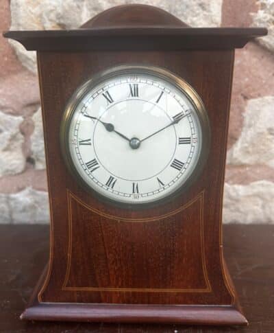 Stunning Mahogany Edwardian Timepiece Clock Dome Top With Wasted Sides Antique Clocks 3