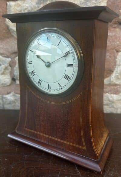 Stunning Mahogany Edwardian Timepiece Clock Dome Top With Wasted Sides Antique Clocks 6