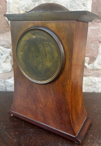 Stunning Mahogany Edwardian Timepiece Clock Dome Top With Wasted Sides Antique Clocks 9