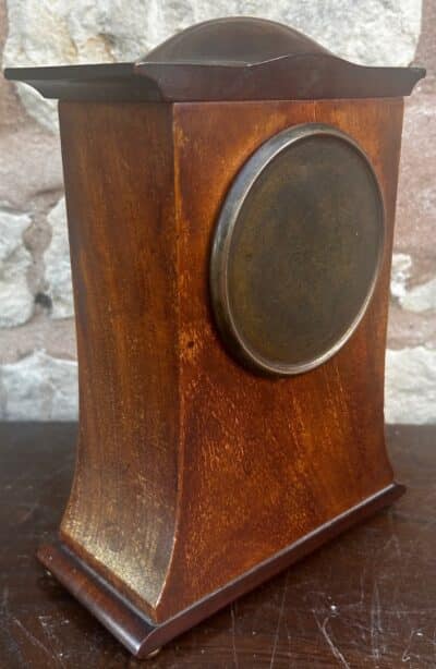 Stunning Mahogany Edwardian Timepiece Clock Dome Top With Wasted Sides Antique Clocks 10