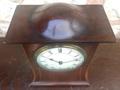 Stunning Mahogany Edwardian Timepiece Clock Dome Top With Wasted Sides Antique Clocks 14