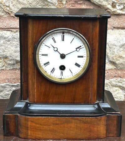 Early Victorian Antique walnut Ebonised 8 day Mantle Clock Circa 1850 c 1860 Antique Clocks 3