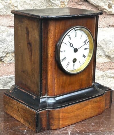 Early Victorian Antique walnut Ebonised 8 day Mantle Clock Circa 1850 c 1860 Antique Clocks 4