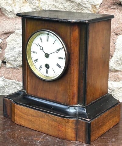 Early Victorian Antique walnut Ebonised 8 day Mantle Clock Circa 1850 c 1860 Antique Clocks 5