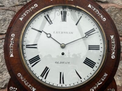 Stunning Antique Rosewood inlaid cased Oldham drop Dial Clock Drop Dial Antique Clocks 8