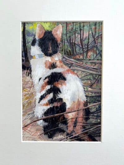 Original gouache painting of a cat by Norma Jameson. B.1933. Signed and dated 60. Unframed. Antique Art 3