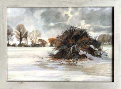 Original oil on board ‘A snowy landscape by Peter Gardner ROI. B.1923. Signed. Framed in its original moulding. Antique Art 3