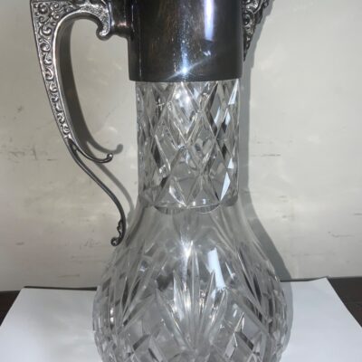 Decanter quality crystal cut glass silver plated Antique Glassware 6