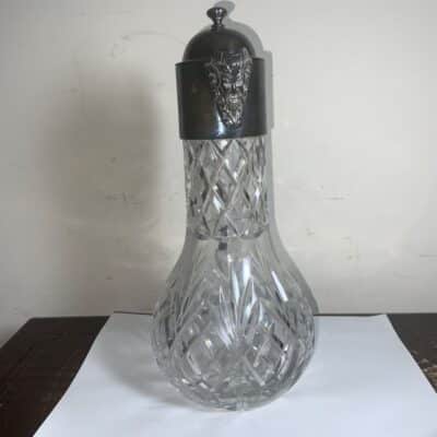 Decanter quality crystal cut glass silver plated Antique Glassware 11