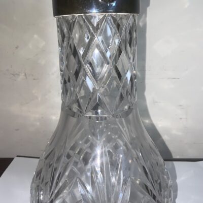 Decanter quality crystal cut glass silver plated Antique Glassware 13