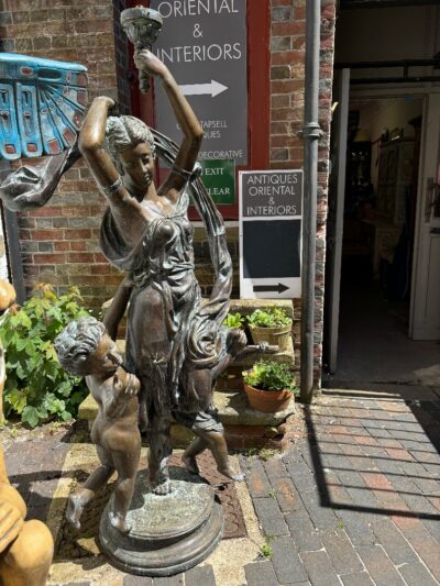 Bronze Statue of Classical lady with Cherubs - Image 2