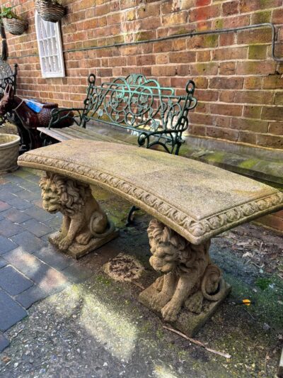 Attractive Stone Garden Bench with Lions Antique Benches 3