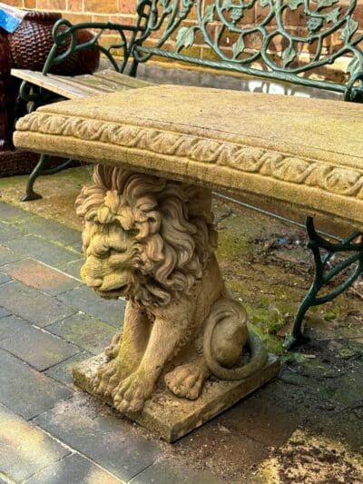 Attractive Stone Garden Bench with Lions Antique Benches 8