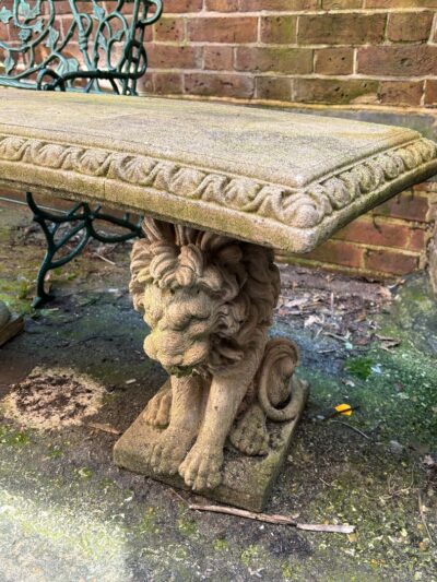 Attractive Stone Garden Bench with Lions Antique Benches 7