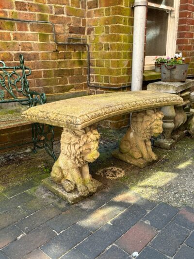 Attractive Stone Garden Bench with Lions Antique Benches 6