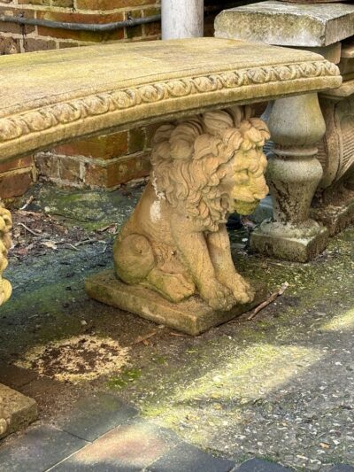 Attractive Stone Garden Bench with Lions Antique Benches 4