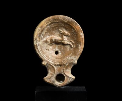 Roman oil lamp with leaping stag Antiquities 3