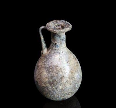 Ancient Roman iridescent glass flask with handle Antiquities 4