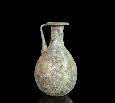 Ancient Roman iridescent glass flask with handle Antiquities 5