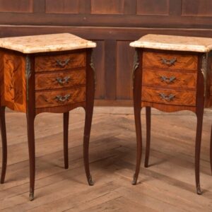 Pair of Mahogany Marquetry Bedside Cabinets/ Drawers SAI2704 Antique Cabinets 3