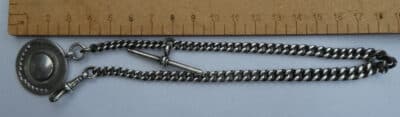 Vintage Silver Pocket Watch Chain 40g Plus Silver Fob T-Bar 1923 - Image 6