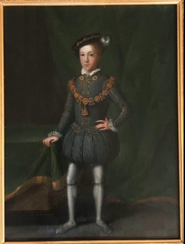 17thc Dutch Tudor Oil Portrait Painting On Panel Of King Edward VI (1537-1553) Antique Art Antique Art 4