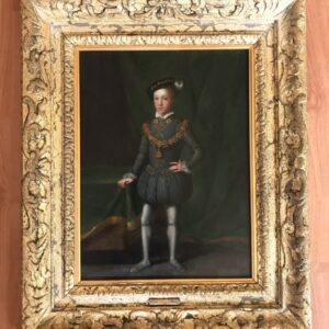 17thc Dutch Tudor Oil Portrait Painting On Panel Of King Edward VI (1537-1553) Antique Art Antique Art